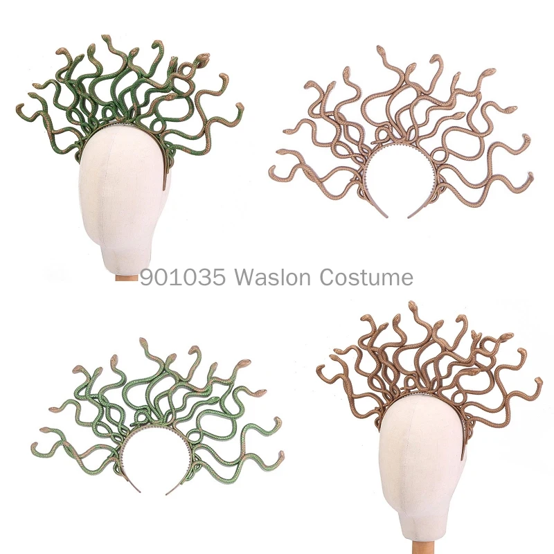 Halloween Headband Medusa Curved Snake Shape Hair Hoop Rave Party Headpiece Hair Band Party Cosplay Costume Props Unisex