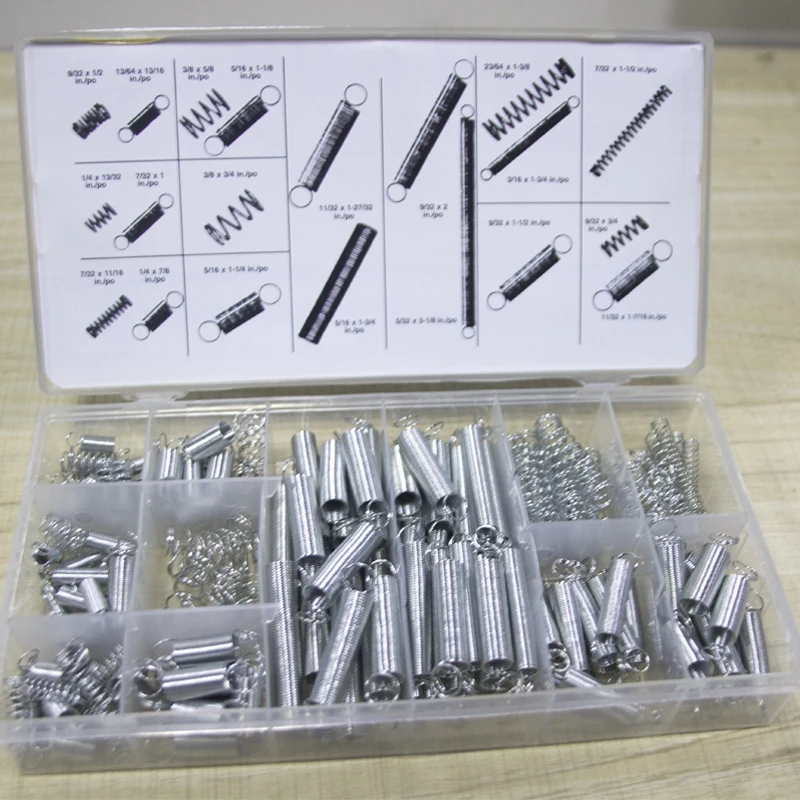 200pcs With Storage Box Accessories Extension And Compression Coil Portable Hardware Tool Spring Set Metal Steel Assorted