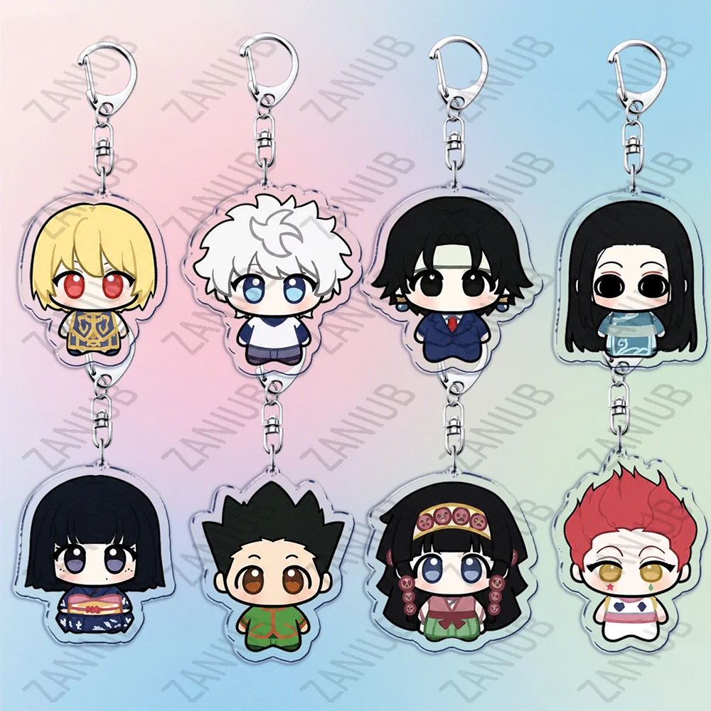 Anime Killua Hyskoa Kurapika Chibi Keychain Accessories Bag Cars Japan Charm Manga Zoldyck Key Keyrings Jewelry Fans Gifts
