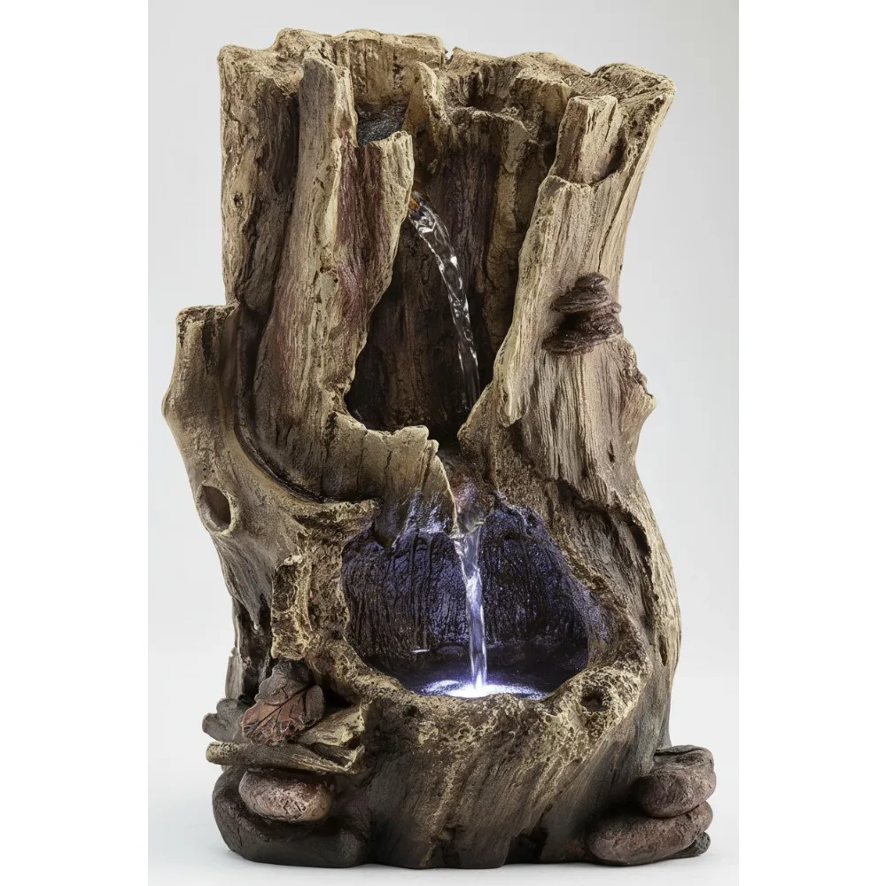 

Крытый настольный фонтан с дождевым лесом со светодиодной подсветкой и расслабляющими звуками водопада, коричневый, 11 дюймов