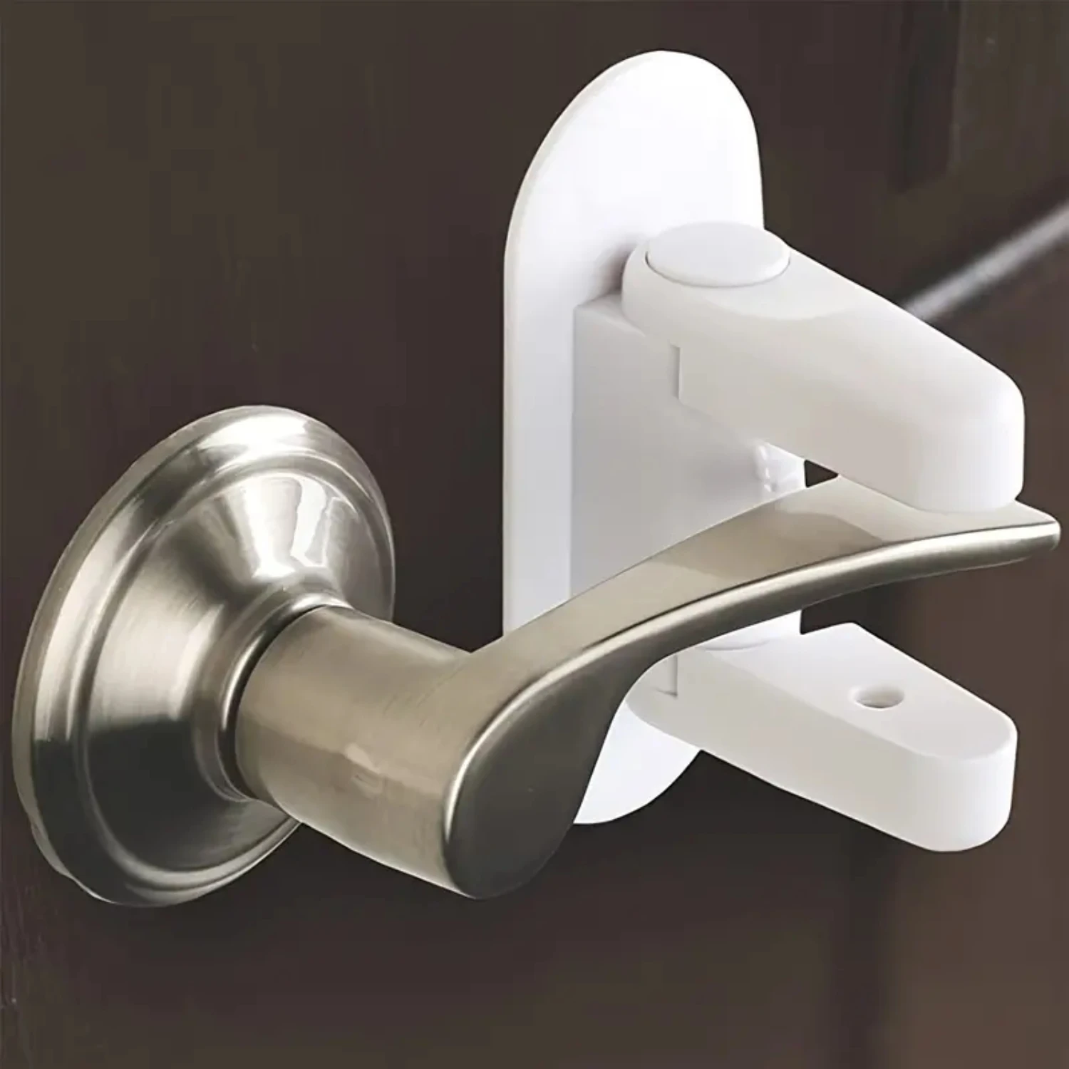 Enhanced Childproofing Solution: Durable and Secure Toddler Door Lever Lock with Reliable 3M Adhesive for Strong Home Safety. Ef