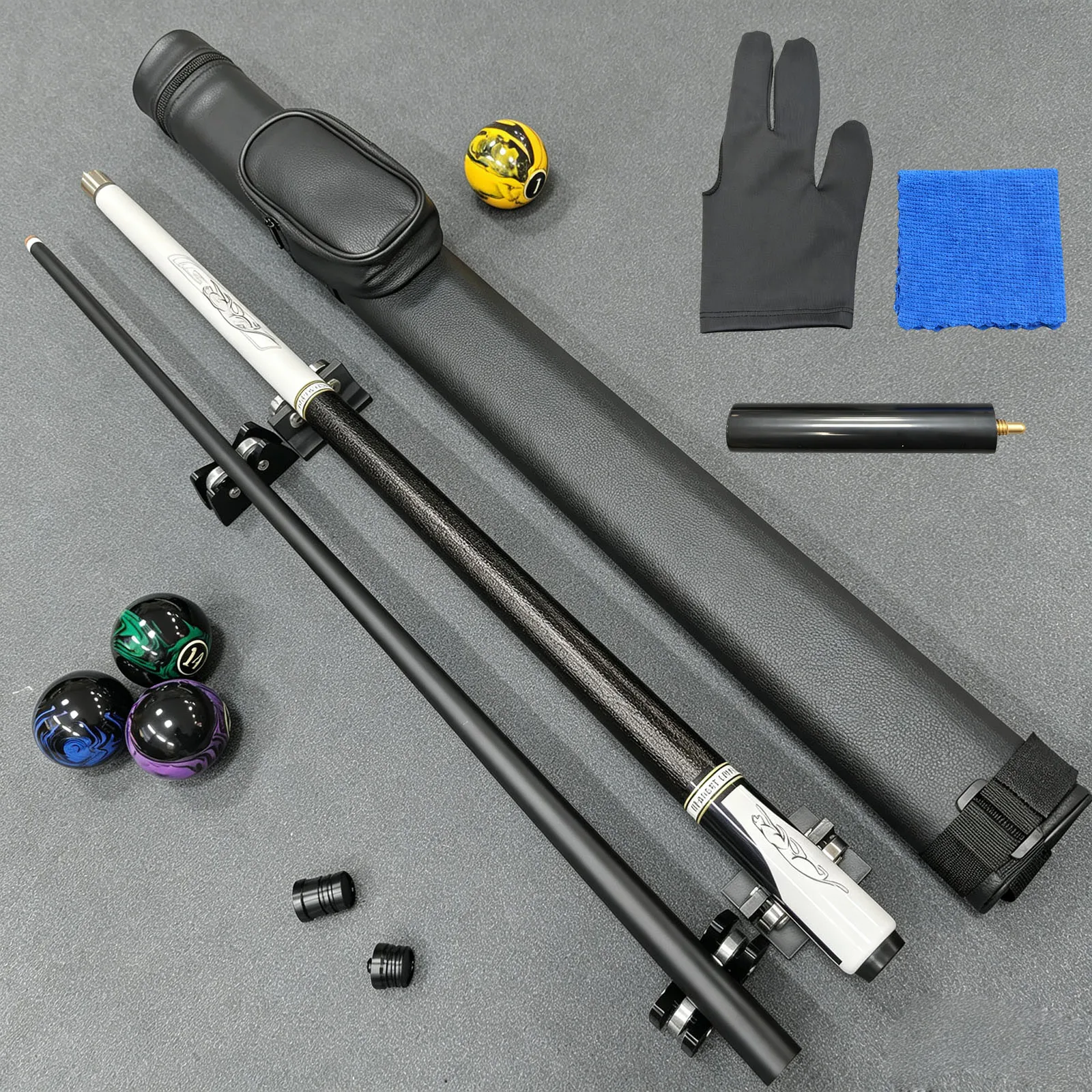 Premium pool cue set with 12.5mm tip, tight 8-thread slow stainless steel joint, ideal for American 9-ball