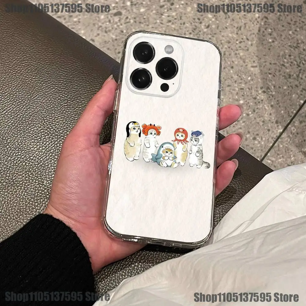 حافظة هاتف لطيفة على شكل قرش M-MofusandS لهاتف iPhone 17,16,15,14,13,12,11 Pro,Max,Plus,X,XS,XR,SE4,E غطاء ناعم شفاف صغير