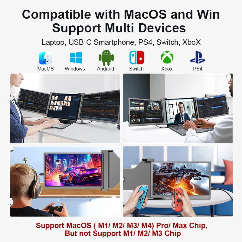 FOPO S9C 15.6 Inch Multi Screen Computer PC Split Display for Laptop Screen Extender 1920*1080P IPS Triple Portable Monitor view 5