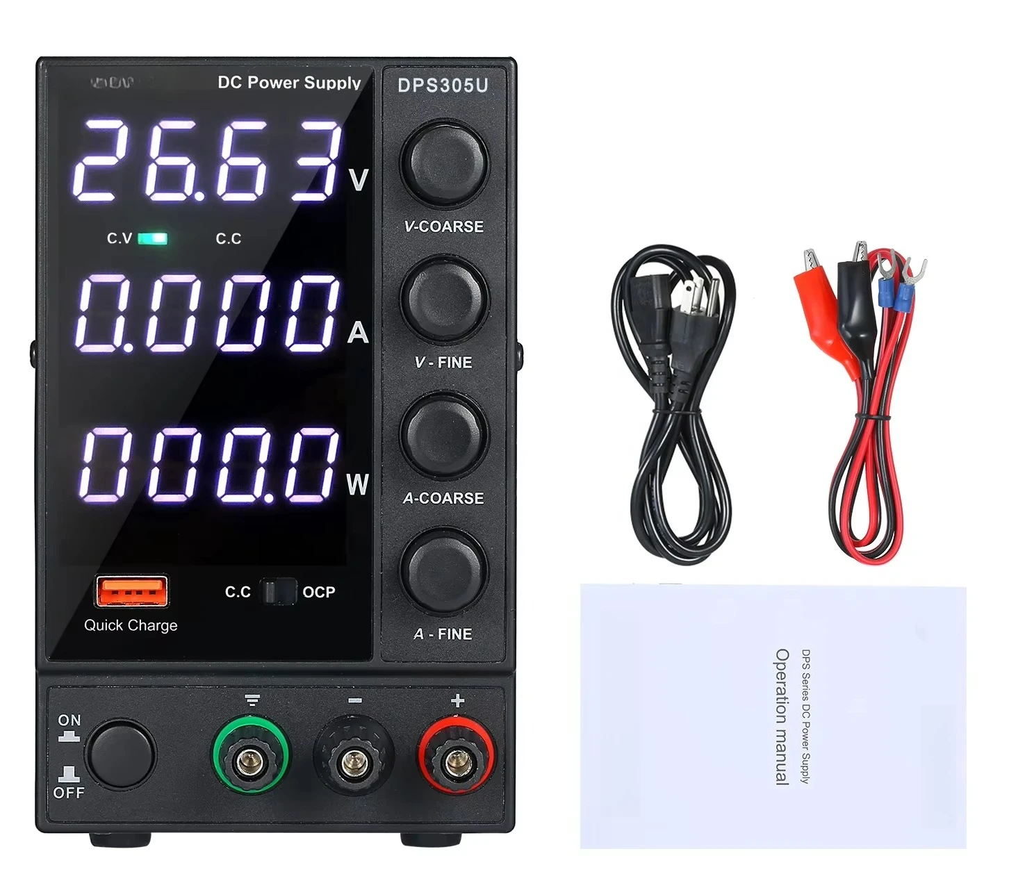 Fuente de Alimentación CC Conmutable DPS305U 0-30V 0-5A 150W, Pantalla LED de 4 Dígitos, Mini Fuente de Alimentación Ajustable, CA 115V/230V 50/60Hz