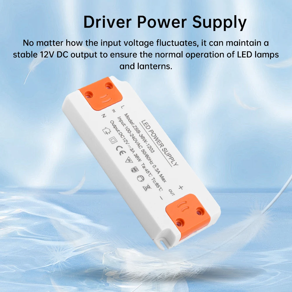 12 فولت LED سائق رقيقة الجهد المستمر محرك التيار الكهربائي 12 واط 18 واط 24 واط 36 واط AC185-260V المدخلات مناسبة لمختلف مصابيح LED