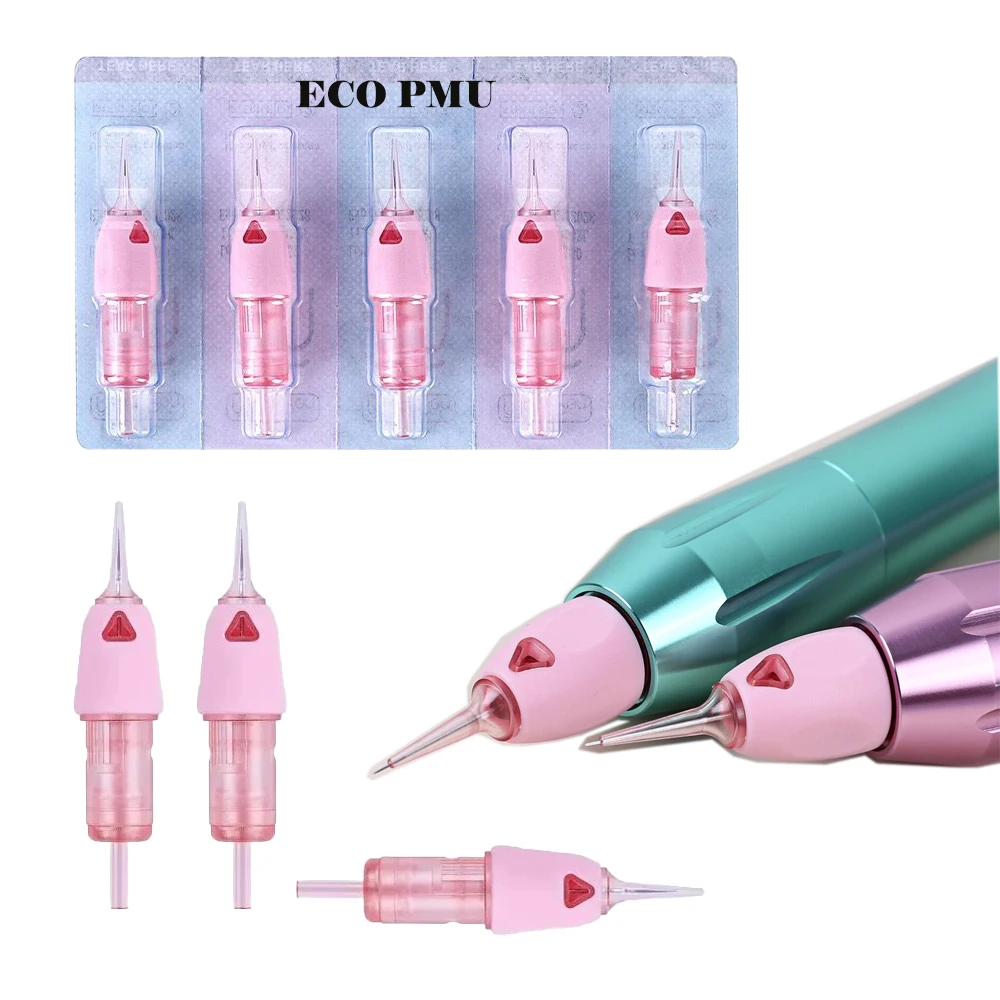 Rosa permanente maquiagem agulhas cartuchos para micropigmentação do couro cabeludo, tatuagem cosmética, ECO PMU, mais novo, 20pcs