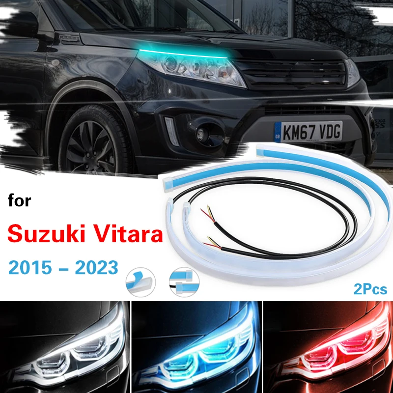 

2pcs LED DRL Car Daytime Running Light Flexible Waterproof Strip For Suzuki Vitara 2015-2023 Auto Headlights Turn Signal Lights