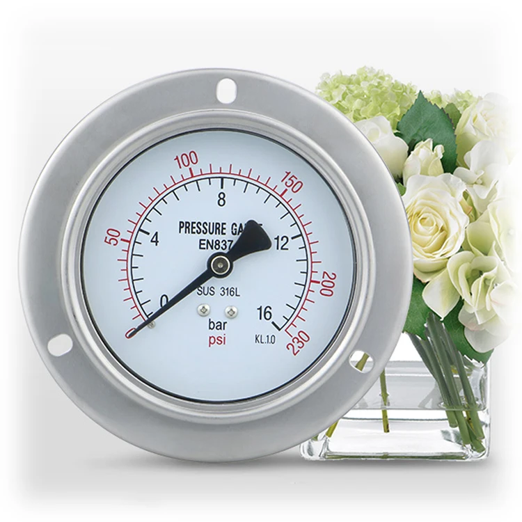 

Oem Manufacturer 100mm Flange Type Manometer Axial Stainless Steel Pressure Gauge Water Pressure Gauge