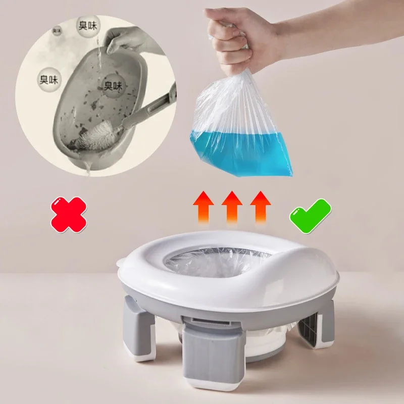 3 in 1 Travel Toilet Seat Foldable Children Potty with Bags Baby Pot Portable Silicone Baby Potty Training Toilet Seat for Kids