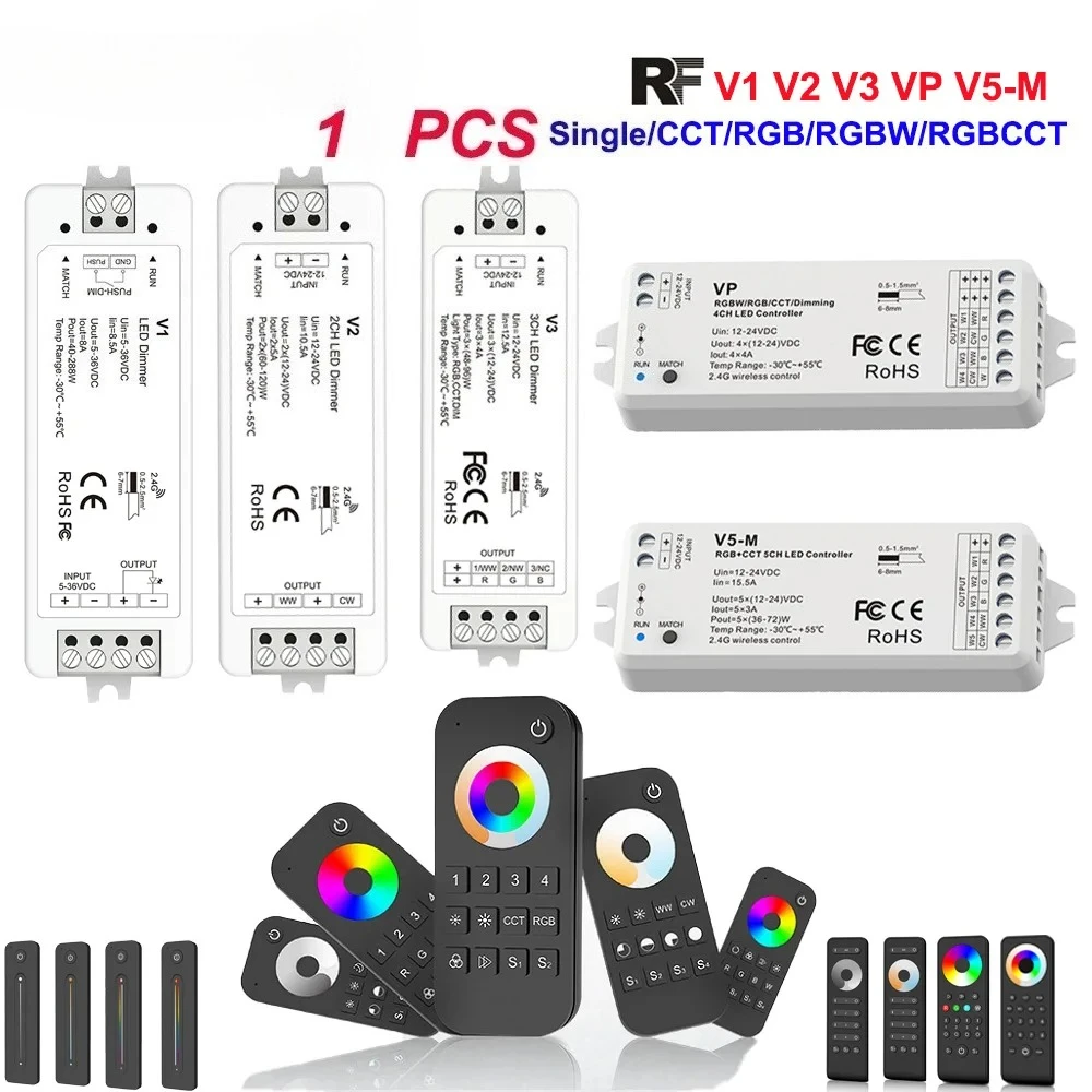 

4Zone светодиодный диммер 12 В 24 В 36 В одиночный CCT RGB RGBW RGBCCT светодиодная лента беспроводной 2,4G RF пульт дистанционного управления Push V1 V2 V3 VP V5-M с регулируемой яркостью