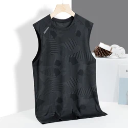 Ice vest men's sleeveless camisole short sleeved T-shirt technology fabric quick drying ice feeling thin sports top