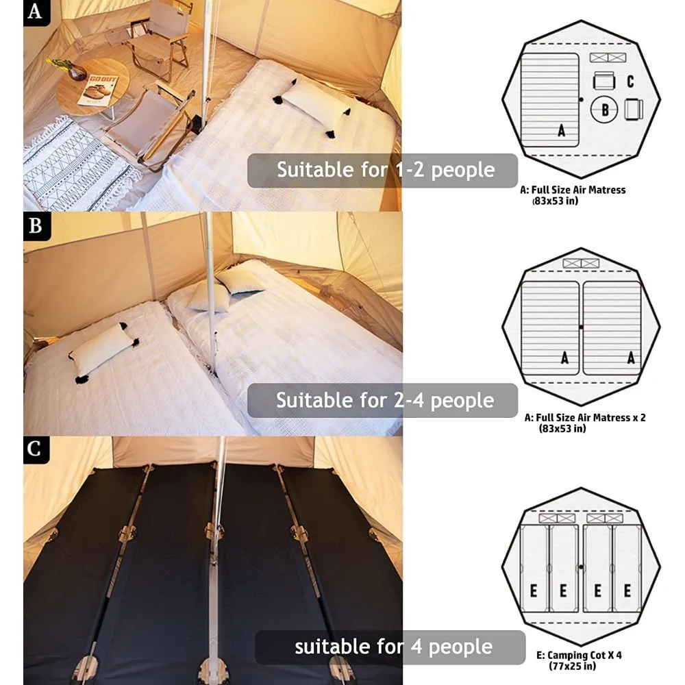 Imagem -04 - Barraca de Campismo ao ar Livre Oxford Bell Yurt com Ventilação Fresca Janelas e Portas de Mosquiteiro Família