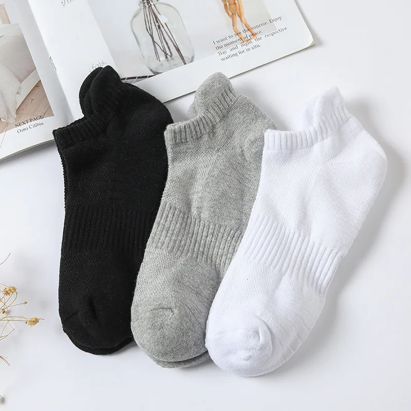 3/6 Pasang Kaus Kaki Pendek Katun Pria, Kaus Kaki Olahraga Penyerap Keringat, Kaus Kaki Lari yang Bernapas dan Nyaman