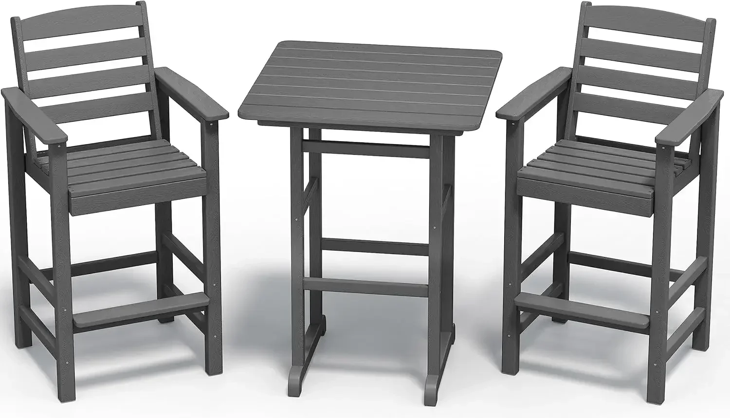 Balcony Adirondack Chairs and Table 3 Pieces Set, Adirondack Bar Height Chairs Set of 2 and Bar Table