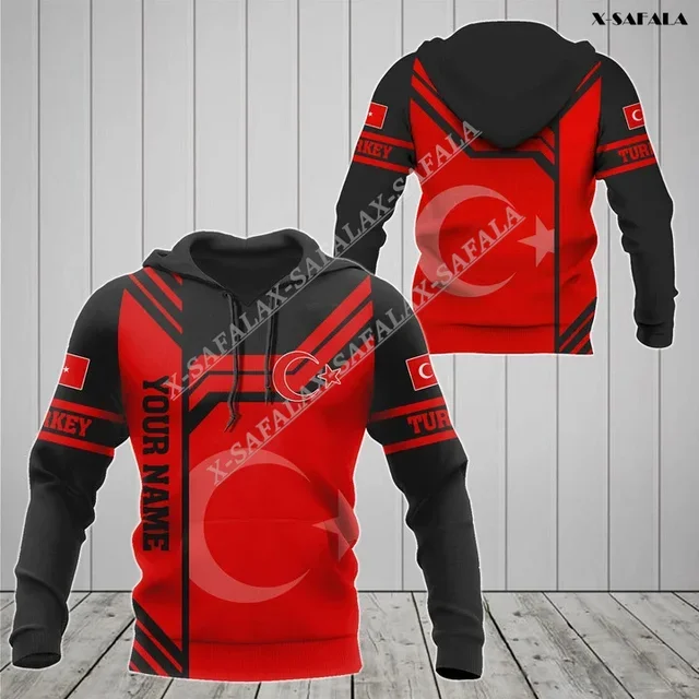 2024 New Men's Sweatshirt Türkiye Crest 3D Print Men's Zipper Hoodie Pullover Men's Sweatshirt Hooded Sweatshirt y2k hoodie