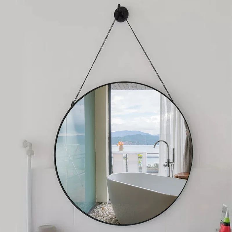 

Washroom Wall Mirror Shower Anti Fog Shaving Self Haircut Round Mirror Black Mini Decorative Miroir De Maquillage Mirrors LG50JZ