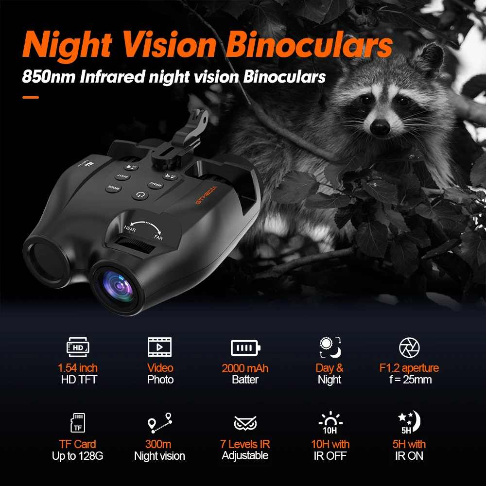 

GTMEDIA N4 Infrared Night Vision Binoculars Scope 850nm Infrared LED with 5x Digital Zoom for Outdoor Animal Huntings Patrol