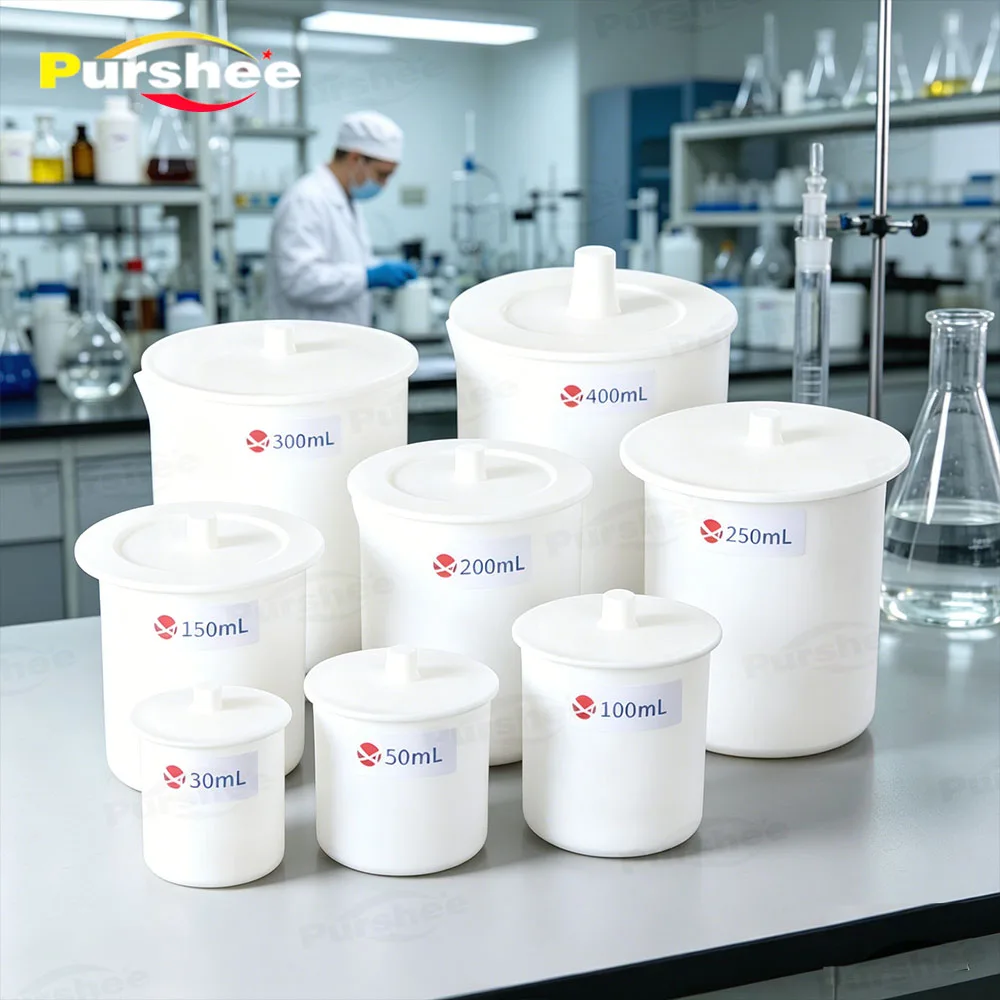 PTFE Teflon Beaker High Temperature & Corrosion Resistant Multi-Size Customizable Lab Consumables for Chemical Experiments