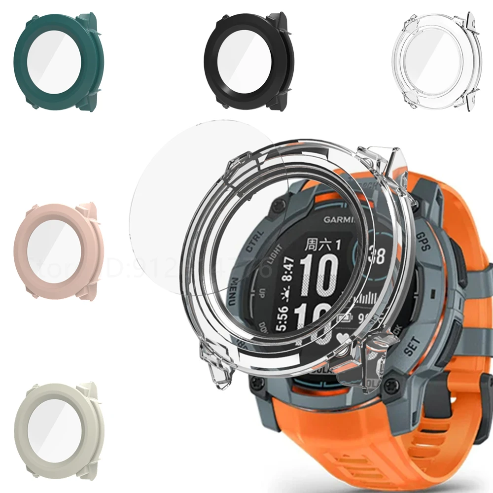 

Чехол с жестким краем для ПК для Garmin Instinct 3, 50 мм, 45 мм, защитный чехол для экрана, стеклянный корпус, бампер для Garmin Instinct E 40 м