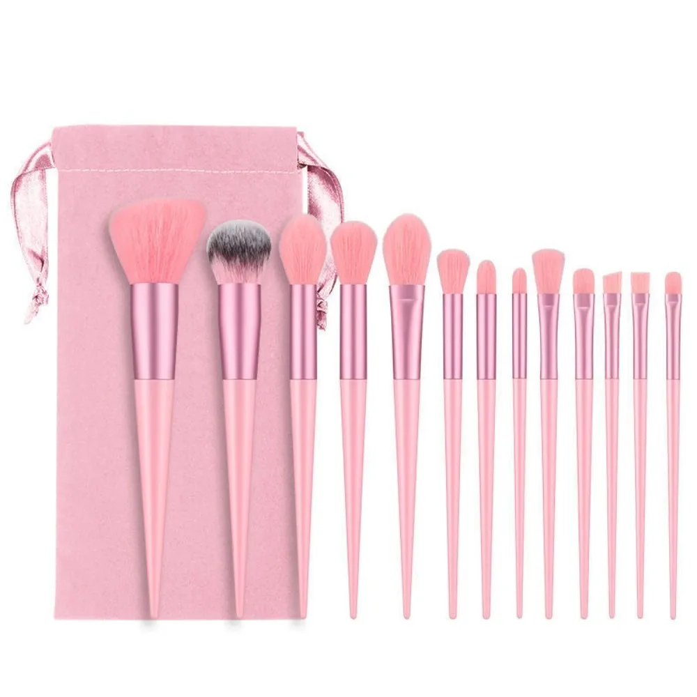 Juego de brochas de maquillaje suaves y esponjosas, 13 Uds., con bolsa de almacenamiento, herramientas de maquillaje para mezclar, brochas cosméticas profesionales para mujer, base
