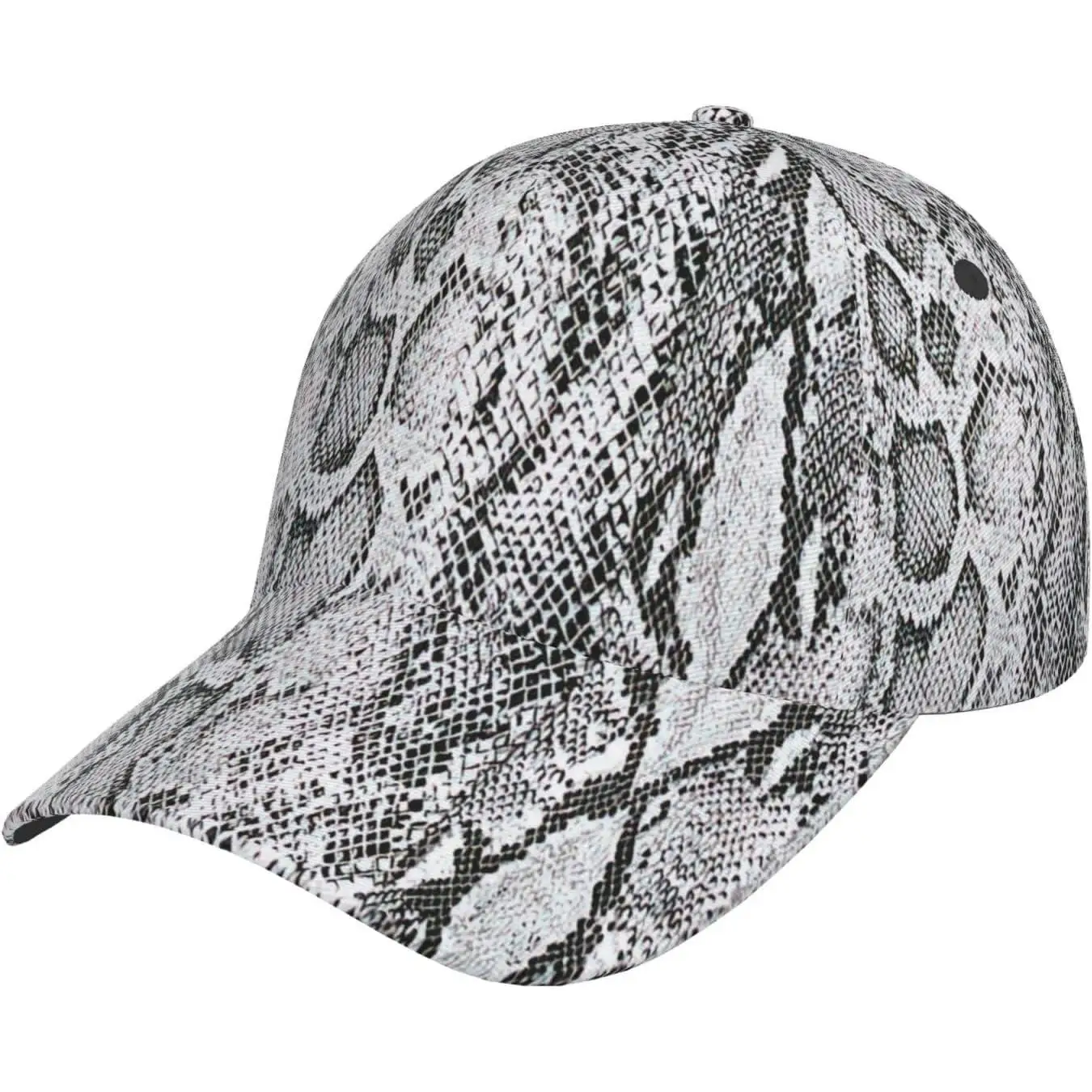 Snake Skin Black and White Baseball Cap Unisex Full Print Ideal for Daily Use Sports Outdoor Activities and Travel