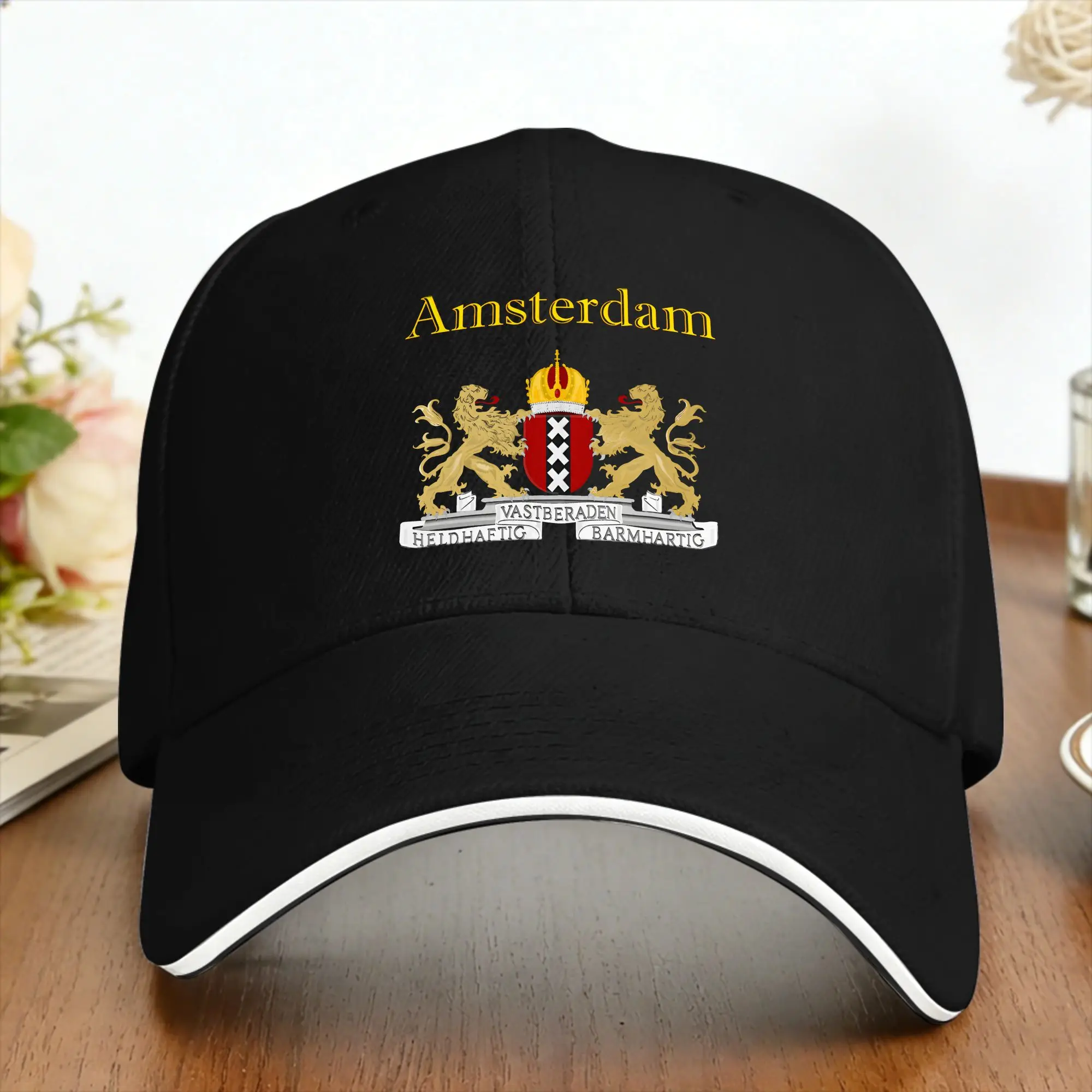 Emblem of Amsterdam Baseball Cap  Couple Design Trucker Hat Sun-Proof Outdoor Gym Snapback Cap Birthday Present