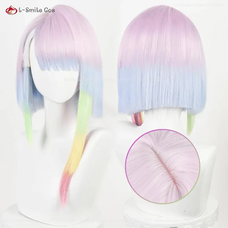 2025 45cm Short Cosplay Lucy Gradient/Dyeing Color Heat Resistant Synthetic Hair Women Halloween Party Rebecca Wig