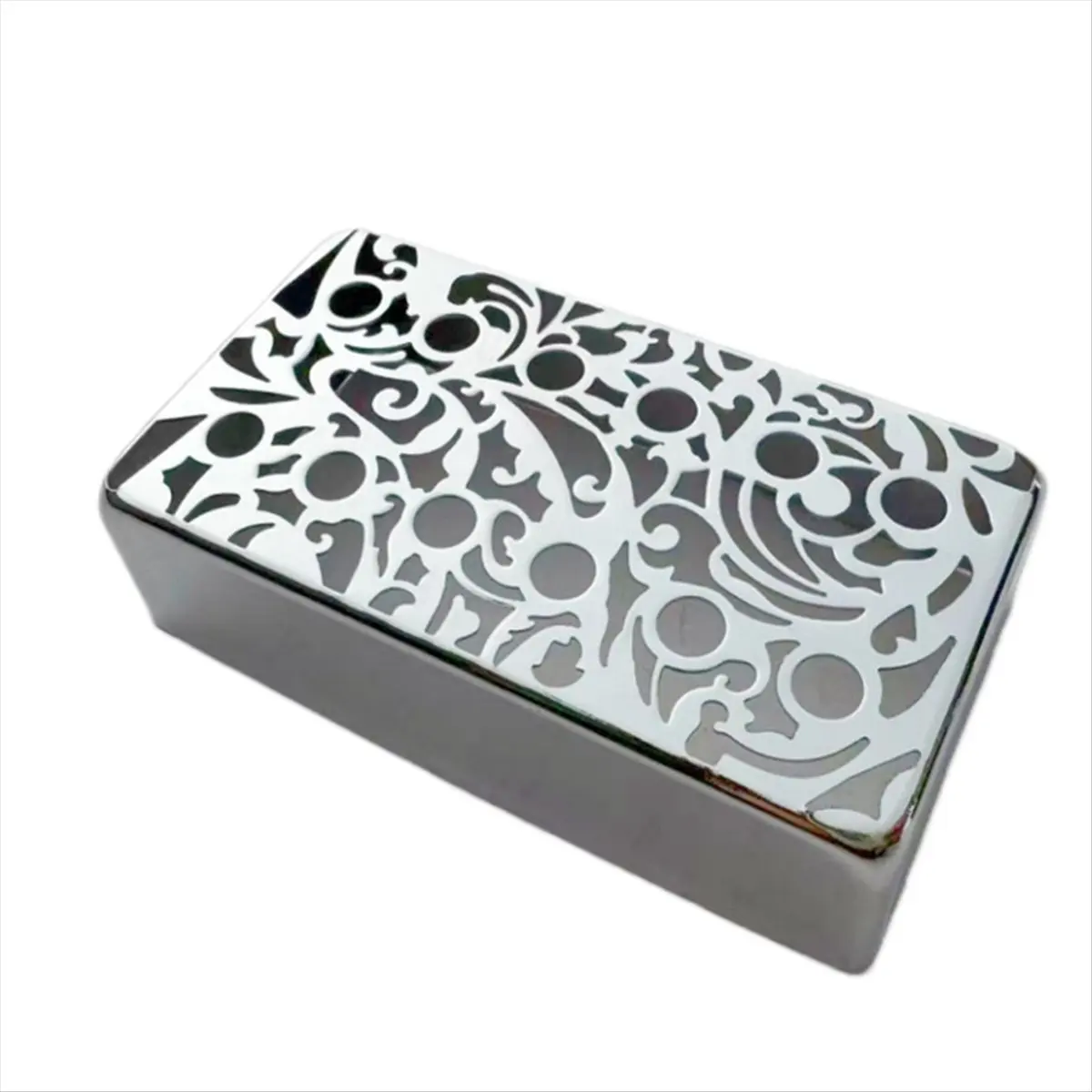 (AD12) Pickup Cover Cupronickel 50mm and 52mm Pole Spacing Hollowed Out Pattern Pickups Frame Set for LP Guitar Silver