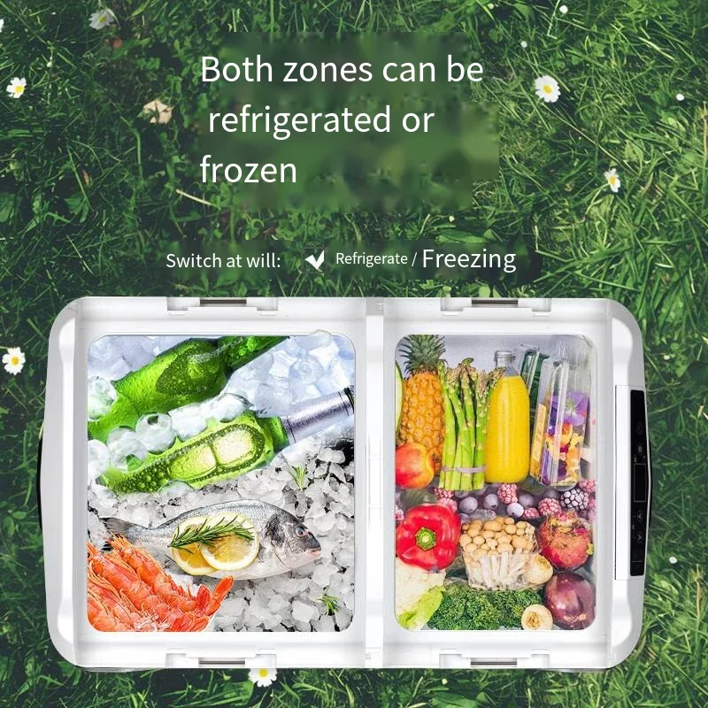 Dual Temperature And Dual Control 40L 50L 60L Camping Offroad Accessories Portable Cooler 12v 24v Refrigerator Compressor Fridge