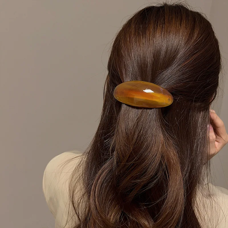 

Strong Hold Acetate Spring Hair Clip Floral Texture for Thick Hair Korean Non Slip Half Ponytail Clip for Back of Head