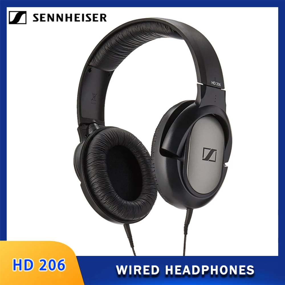 Sennheiser HD 206 3.5mm Wired Headphones Deep Bass Stereo Noise Isolating earphones Sports Gaming Earbuds For iPhone Android