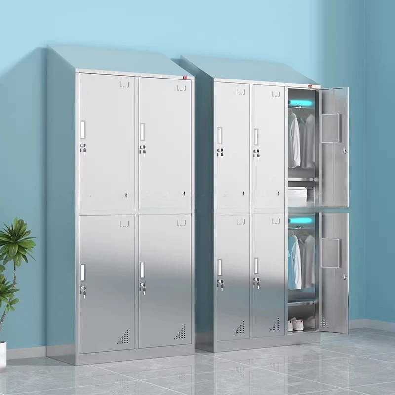 Stainless steel employee sloping top locker dust-free purification workshop disinfection cabinet multi-door locker change clothe