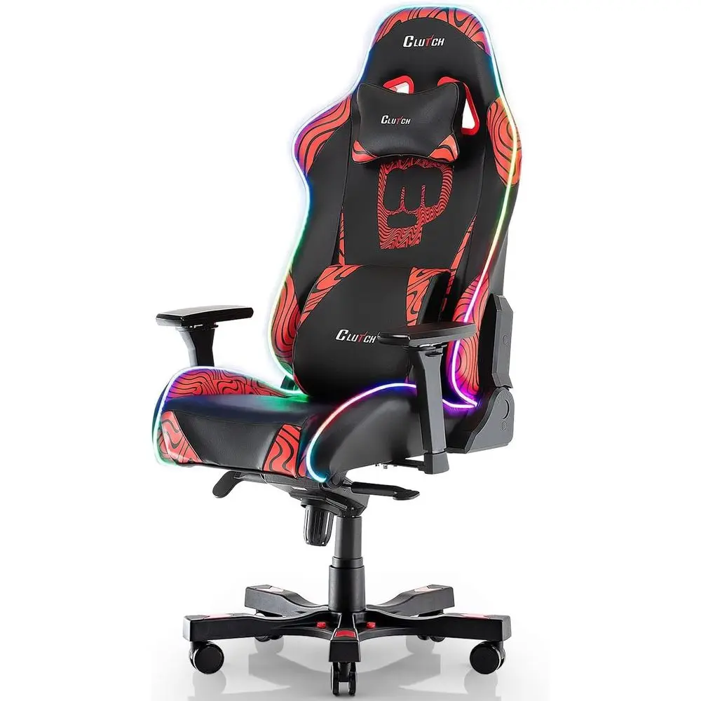 

Chairz Throttle Series Pewdie Edition LED Gaming Chair - Premium Ergonomic Design, Lumbar and Support Pillows - Black/Red