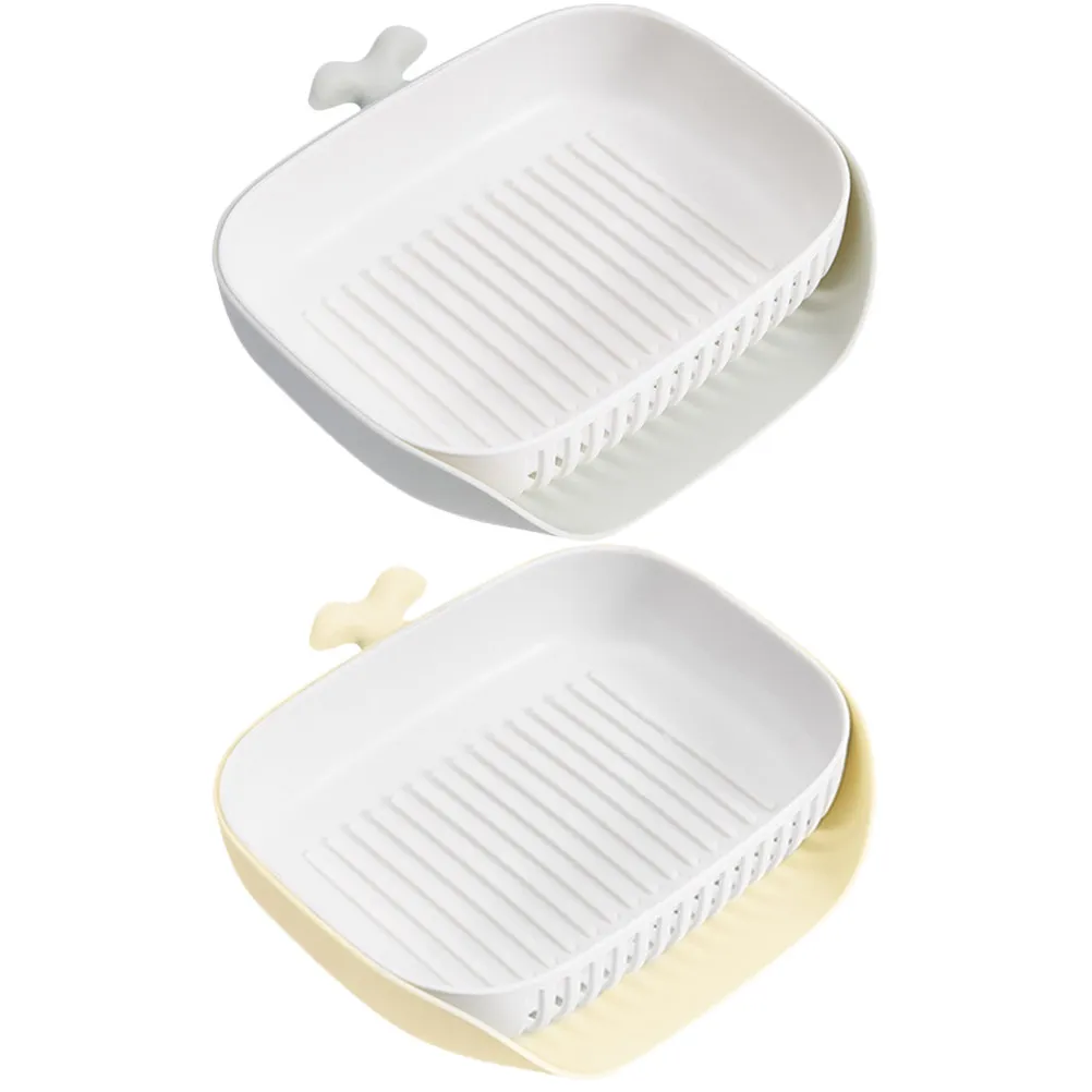 

2Pcs Whale Shape Draining Soap Dish Holder for Bathroom Kitchen Hotel Bar Modern Decorative Plastic Soap Tray with Flat Bottom