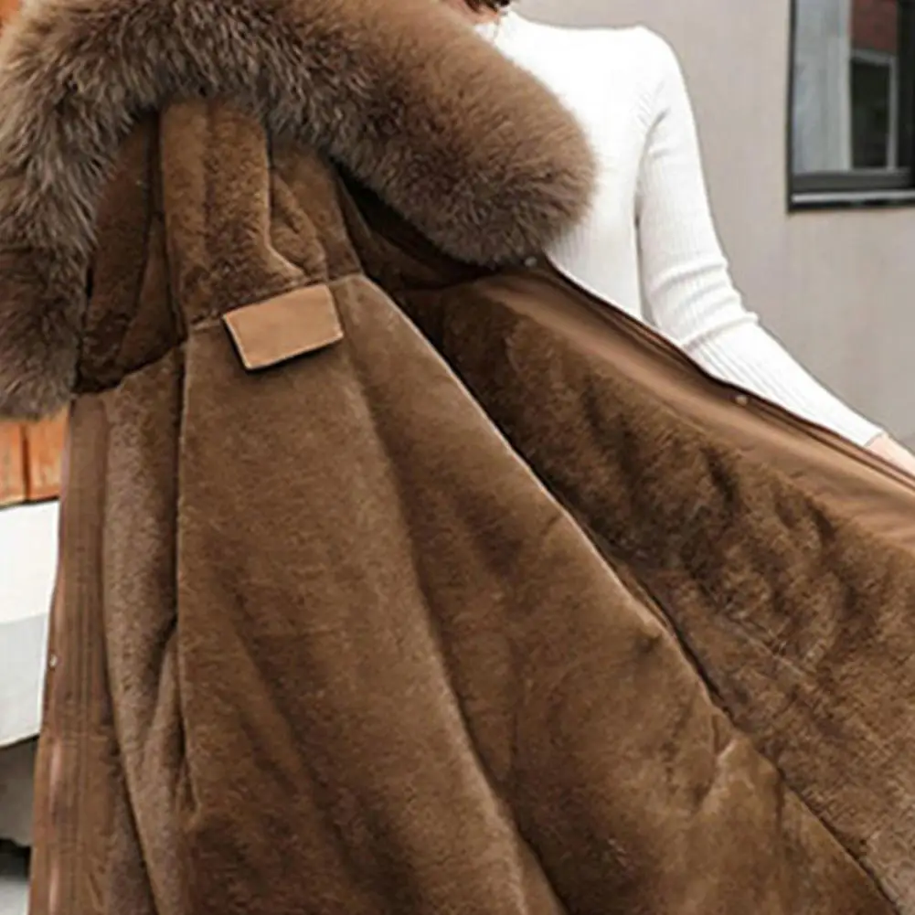 Frauen Mantel Kapuze Winter jacke mit Kunst pelz Kragen warme Herbst Winter lange Mantel Wolle Liner Kapuze Parkas gepolsterte Kleidung