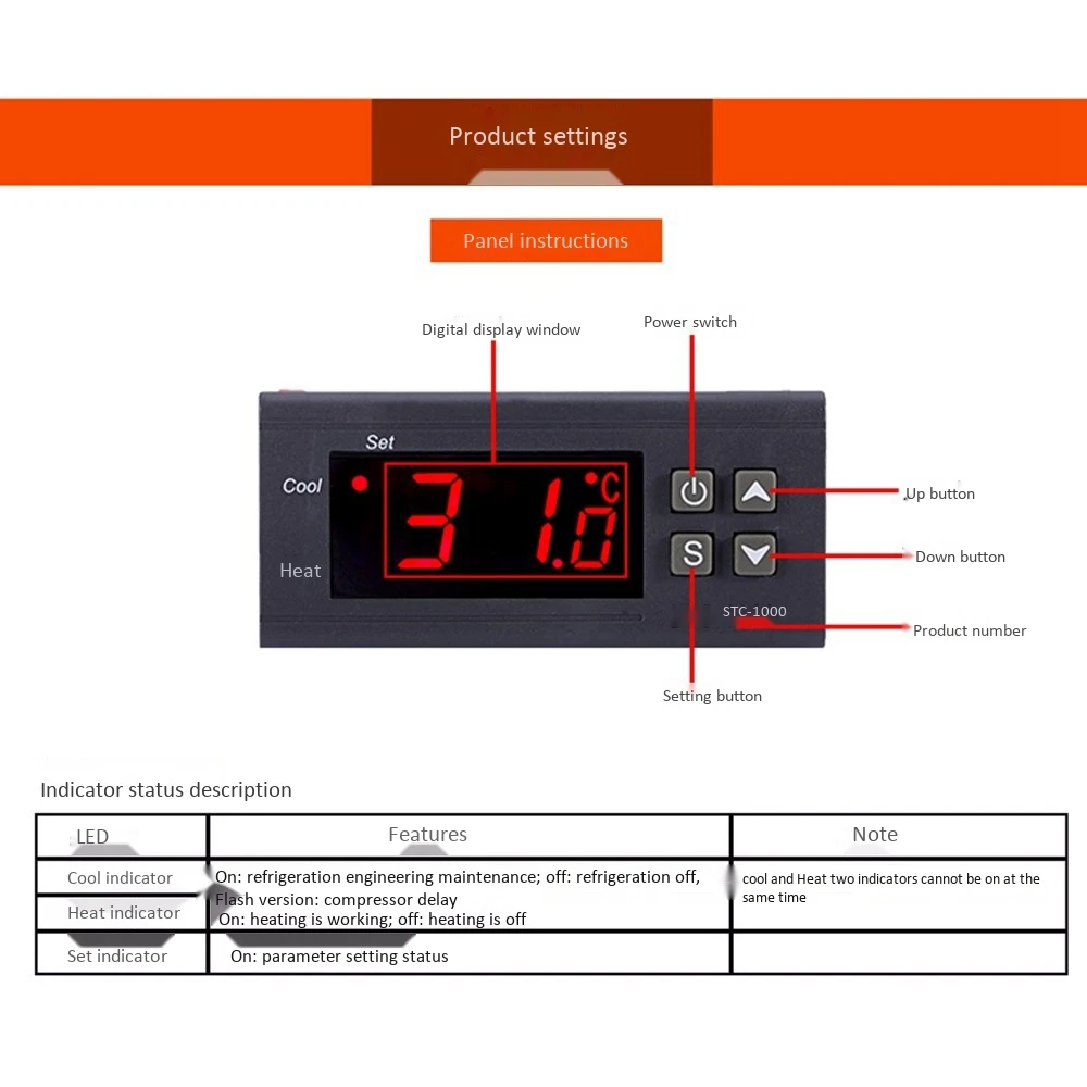 ContrôLeur de TempéRature NuméRique Tout Usage Fahrenheit et Thermostat Centigrade Withr