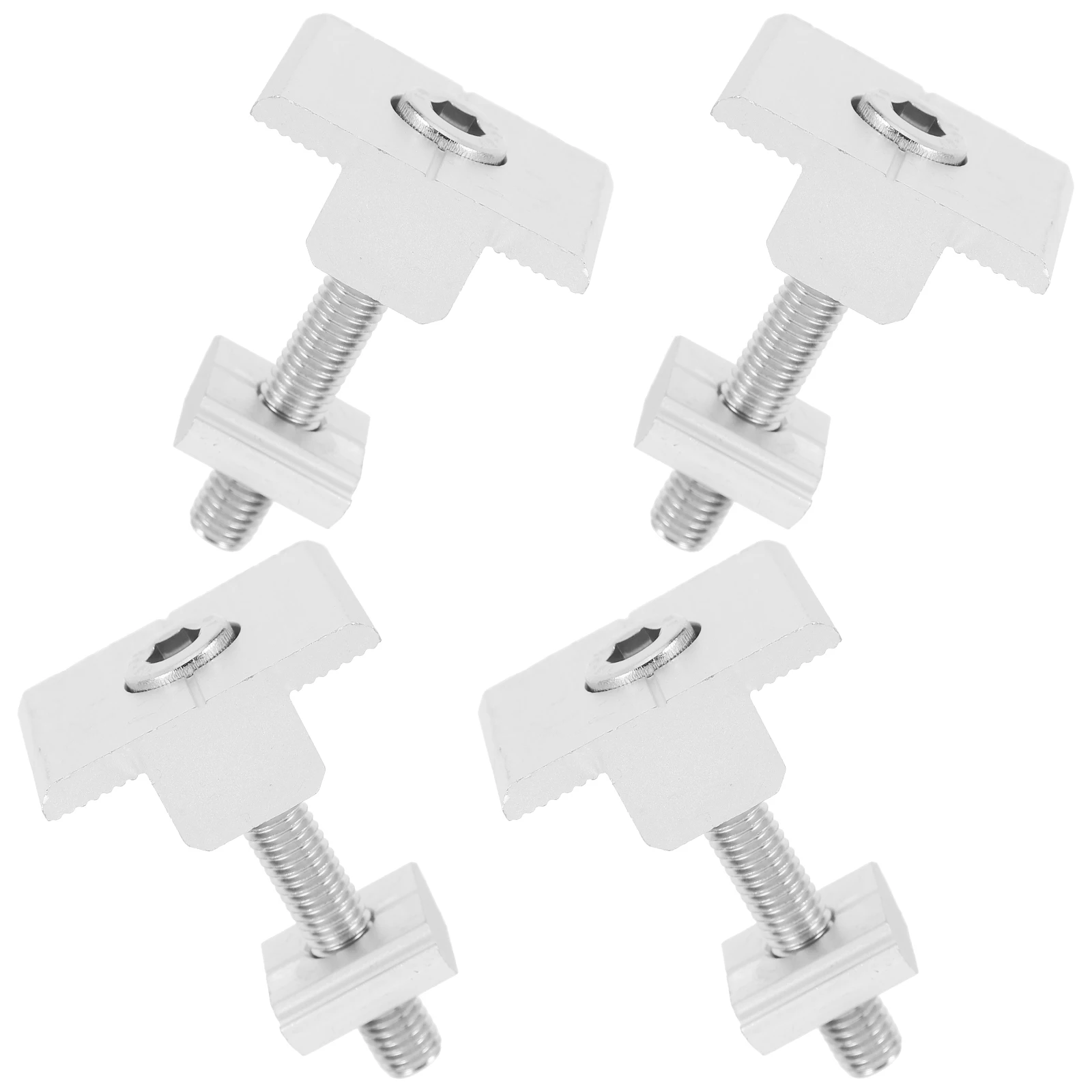 

4pcs Solar Panel Mid Clamps Aluminum T-Shaped Mounting Brackets For Flat Roof Durable Outdoor Use Secure Fit Adjustable Solar