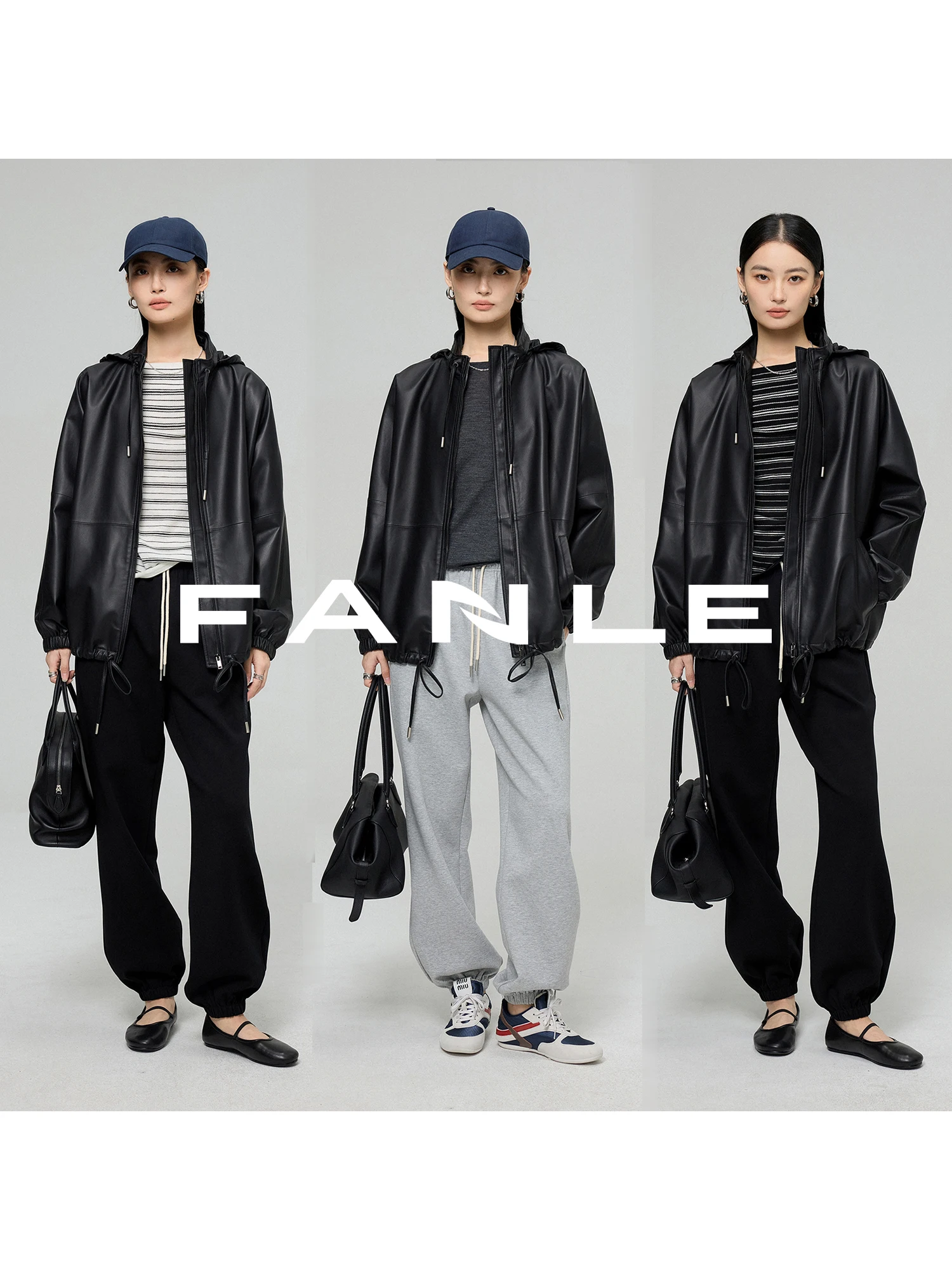 Giacca Casual Morbida e Nutriente in Pelle di Pecora con Cappuccio con Coulisse, Collo Alto, Cerniera, Vestibilità Ampia, in Lana e Pelle, da Donna