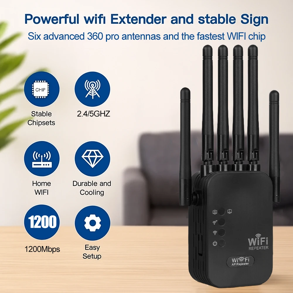 Magecam 2.4G/5GHz WiFi エクステンダーワイヤレスデュアルバンド WiFi リピーター 1200Mbps 信号アンプエクステンダールーター家庭用ロングネットワーク