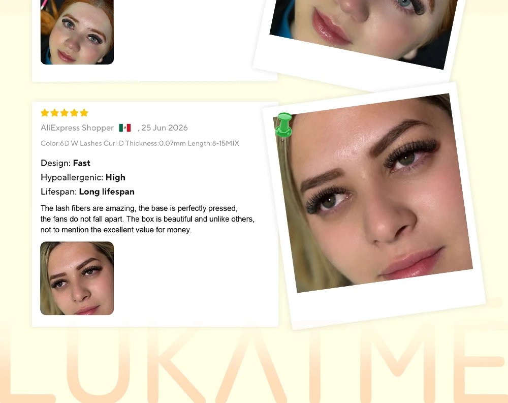 LUKATME 5D W Wimpernverlängerungen, vorgefertigte Fächer, dichte Mega-Volumen-Wimpernbüschel, C/D/M/L/CC Curl, Easy Fan Wimpern 6-15mm für den Salon – Detail 14