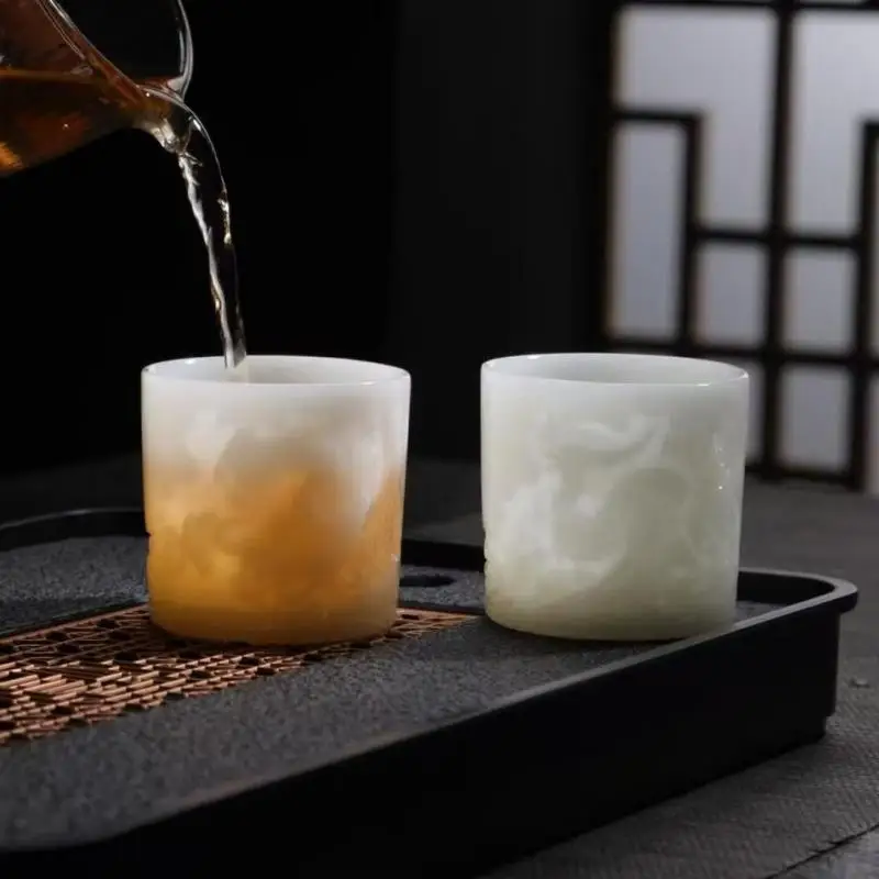 

2 шт., керамическая чашка Цзиндэчжэнь, подарочная коробка, китайская чайная церемония, Dehua, белый фарфор, чашка Dragon Phoenix Master, кунг-фу, чайный набор