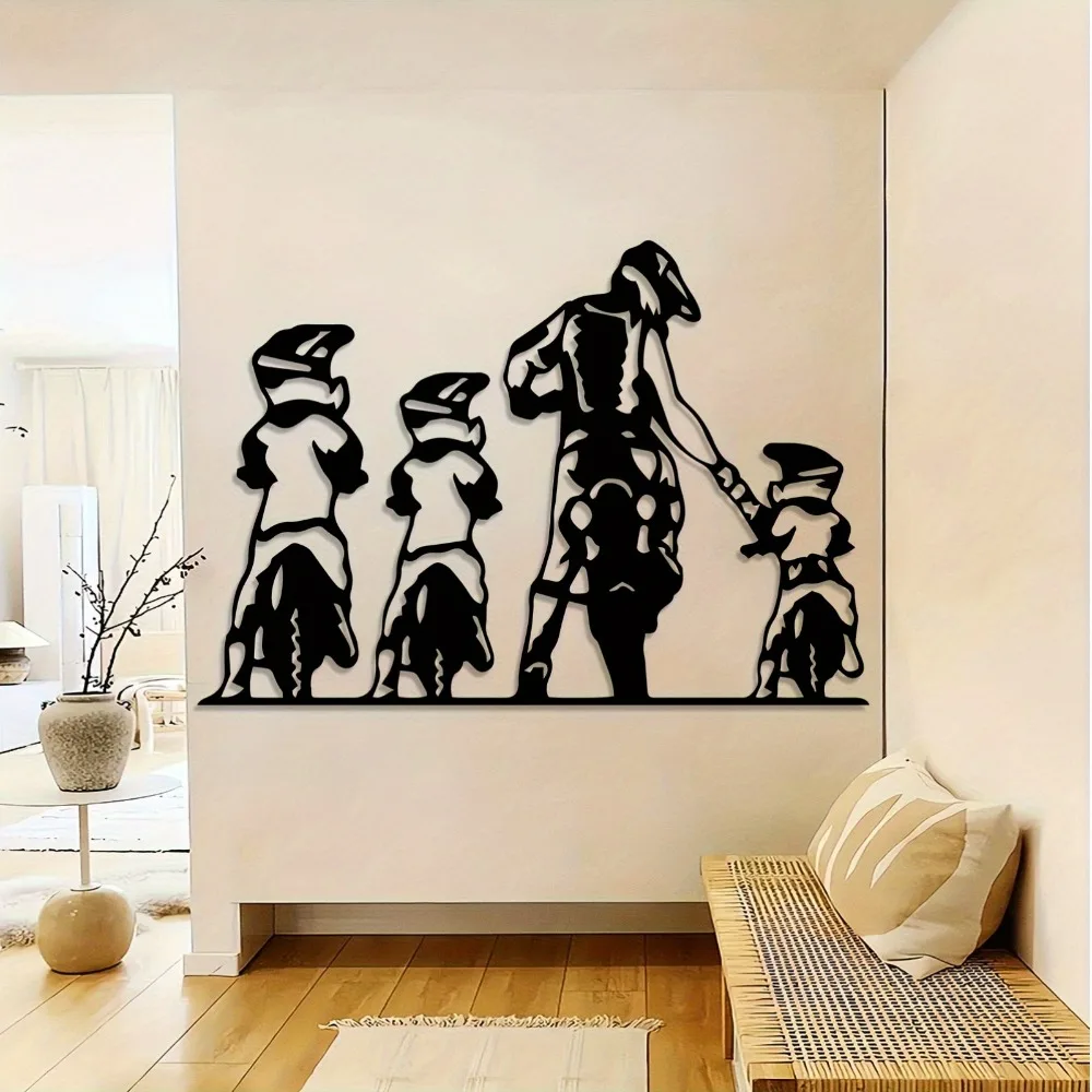 CIFBUY Metal Wall Art Retro Father Son Motorcycle Rider 2D Iron Decor Off Road Cycling Silhouette For Home Garage Room Ornament