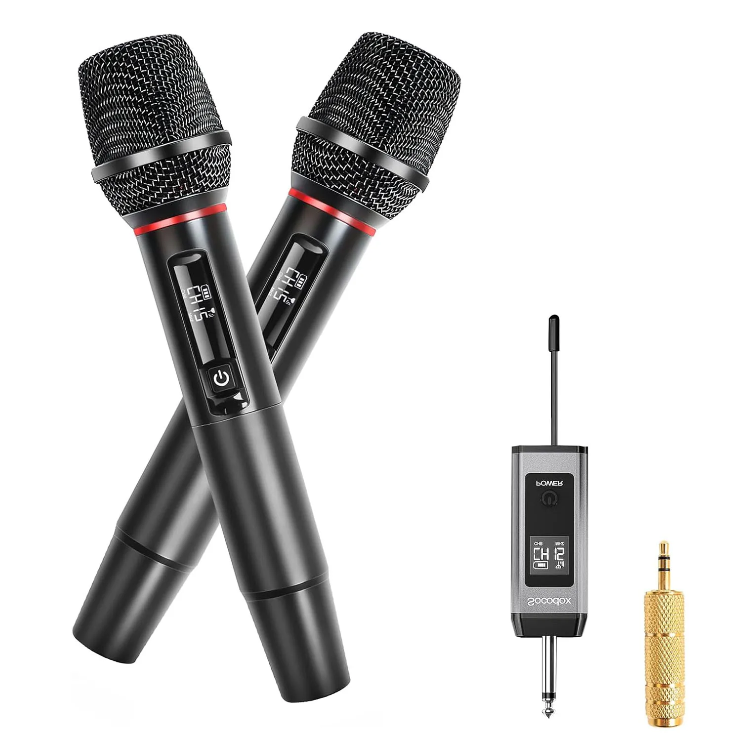 UHF Wireless Microphone System - Karaoke Microphones,160ft Range,High-Fidelity Sound,Compatible with PA Systems and Events