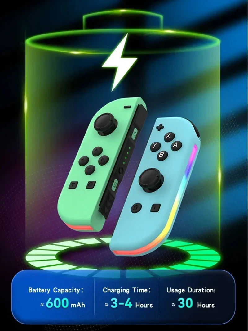 RGB LED Switch Joypad for Nintendo Switch Oled Lite L/R Joy Controller with Dual Vibration Cons Gamepad For PC YUZU Joystick