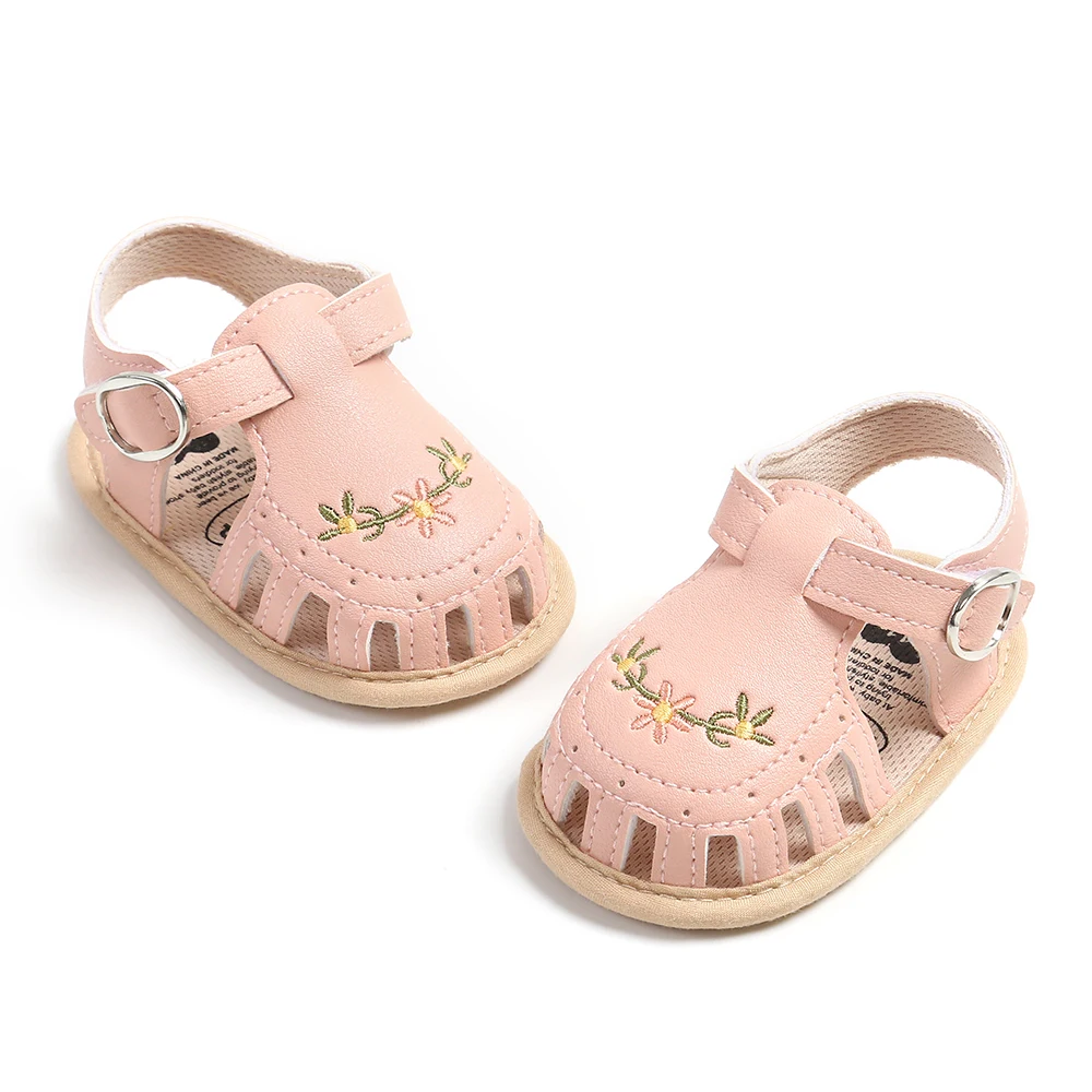 Leisure and comfortable baby girl sandals, breathable and lightweight summer floral wrap toe sandals