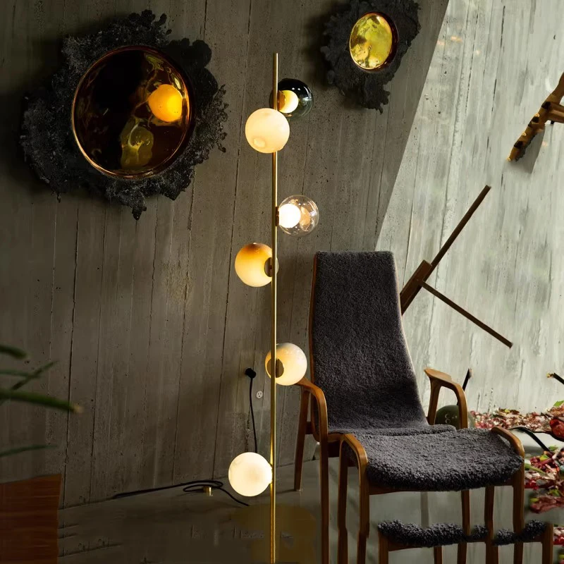 Multi Color Glass Ball Floor Lamp Modern Room Decoration Designer Standard Lights Decor Living Room Study Office Standing Lamp