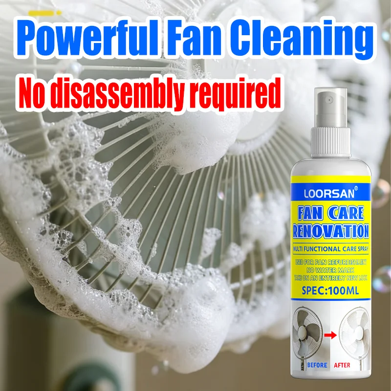 LOORSAN 100ML Multi-Purpose Cleaner Spray - No-Disassembly Deep Clean for Fan & Air Conditioner, Long-Lasting Shine