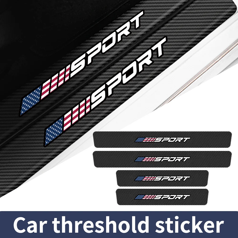

Sport Carbon Fiber Car Door Sill Threshold Trunk Bumper Protective Stickers For Chevrolet Spark Cruze Tracker Orlando Trax Epica