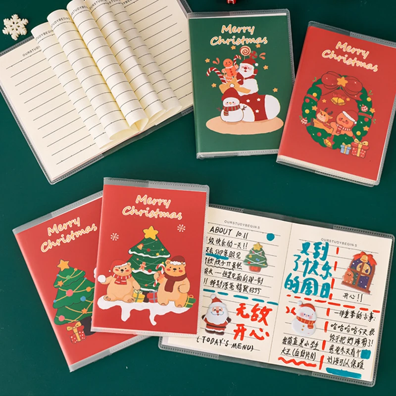 Cartone animato carino A7 Libro tascabile di Natale Mini blocco note creativo Blocco note per studenti di moda Forniture per ufficio Regali di cancelleria per studenti